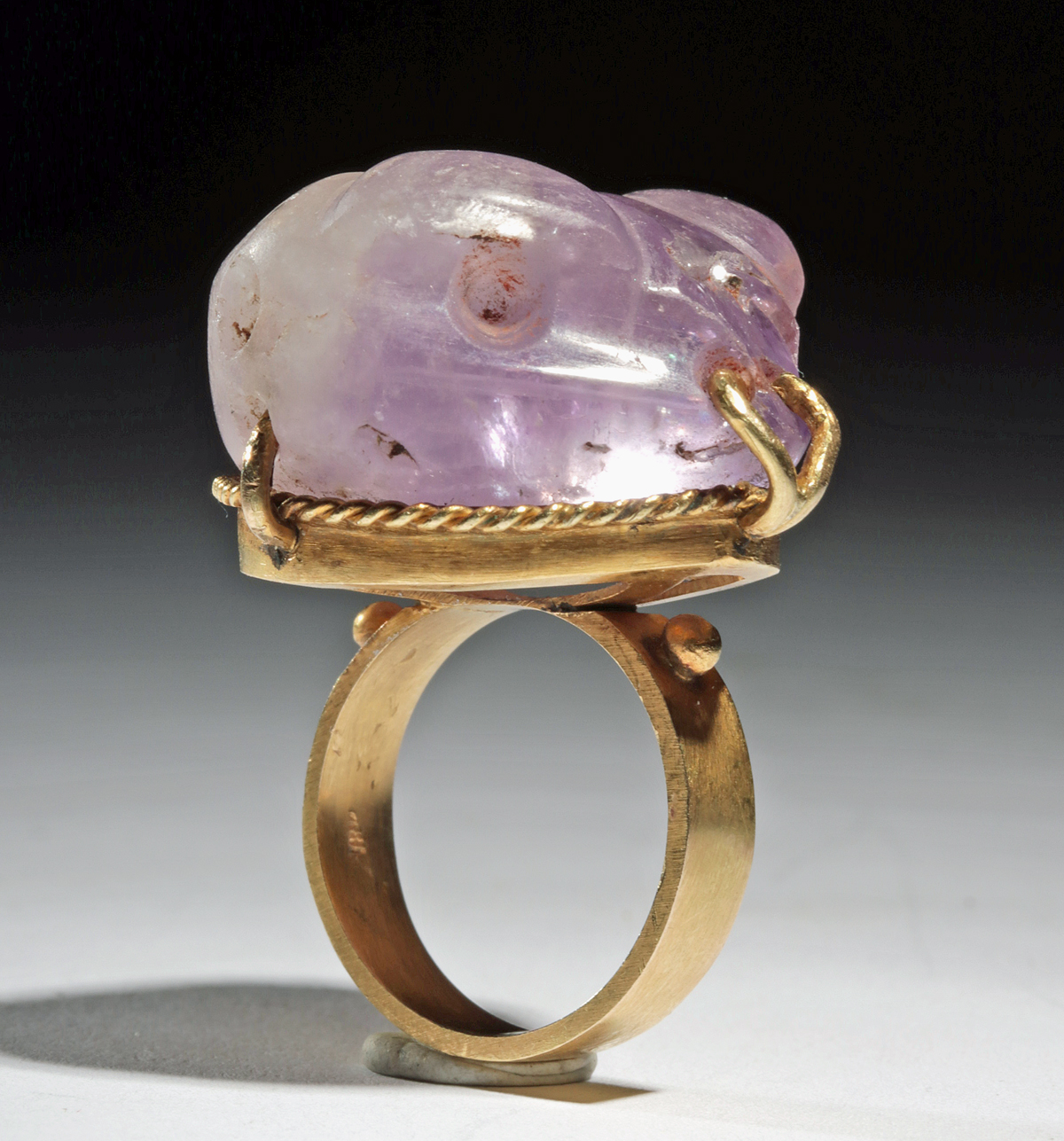 Aztec Amethyst Snake Head Pendant / Gold Ring - Image 3 of 4