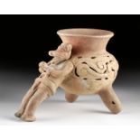 Amusing Rare Aztec Pottery Tripod Incensario