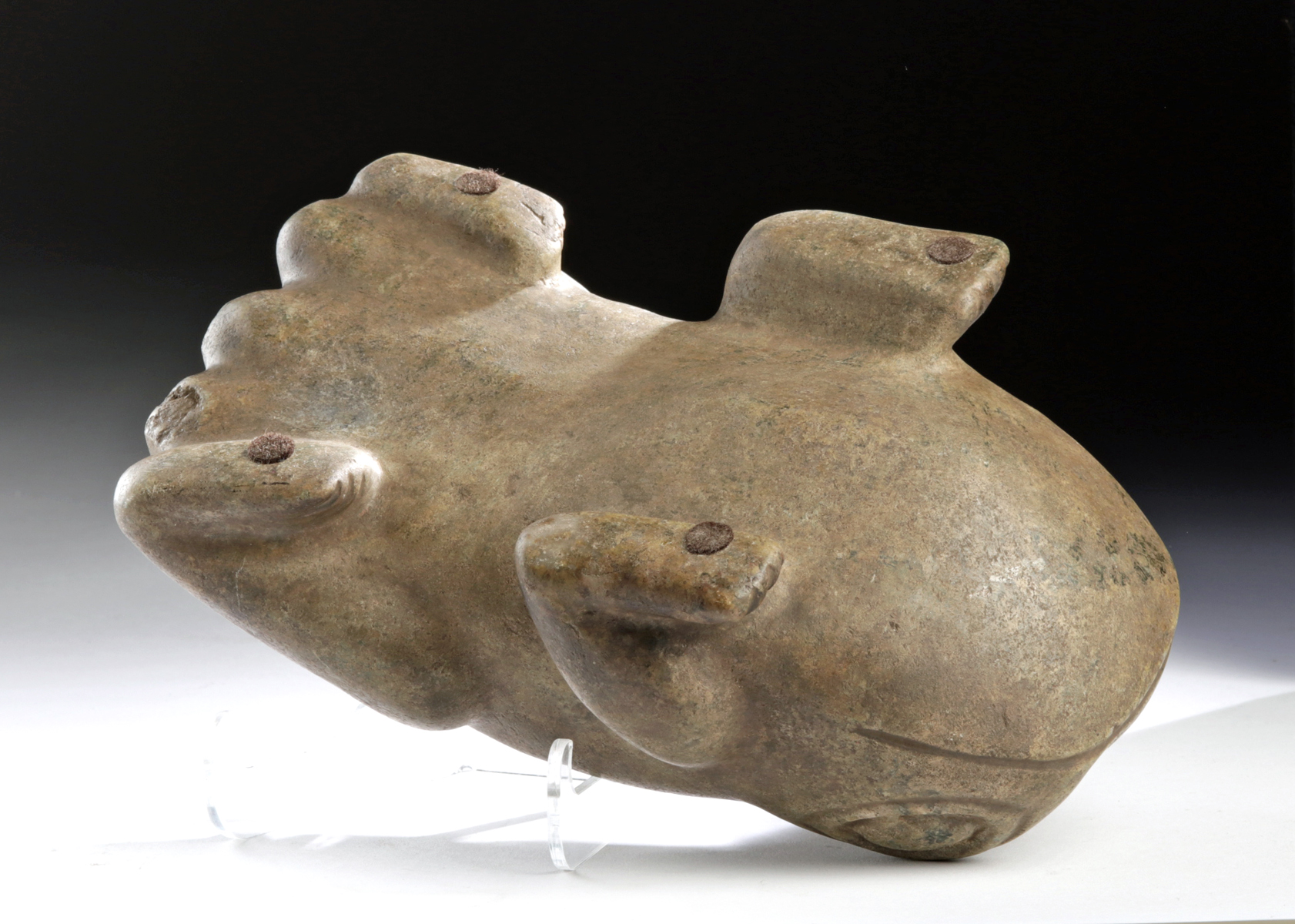 Moche Greenstone Frog Mortar - Image 6 of 6