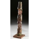 Early 20th C. Pacific Northwest Coast Wooden Totem Pole