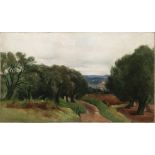 JAN SLAVÍČEK 1900 - 1970: FROM THE FRENCH RIVIERA 1925 Oil on canvas 54 x 96 cm Signed lower
