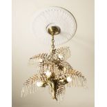 A PALM CHANDELIER 1920s-30s Cast bronze, crystal pendants 97 x 60 cm This exceptional Art Nouveau