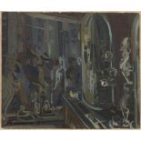 KAREL SOUČEK 1915 - 1982: IN THE PASSAGEWAY 1947 Oil on paperboard 23,5 x 28,2 cm Signed lower