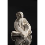 OTTO GUTFREUND 1889 - 1927: SEATED WOMAN I 1932 White glazed ceramic 17 cm Marked on underside: