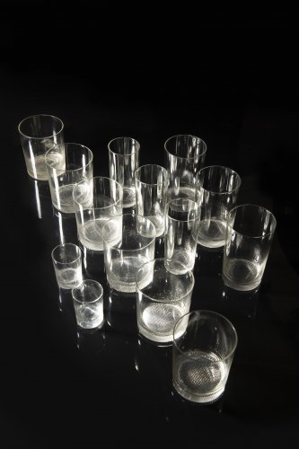 ADOLF LOOS 1870 - 1933: A GLASSWARE SET 1931 Blown crystal with diamond-cut base Architect Adolf