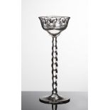 A CHAMPAGNE FLUTE Cca 1914 Vídeň, J. & L. Lobmeyer Clear glass with a black line 23,7 cm A high