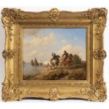 CORNELIS LIESTE 1817 - 1861: LANDSCAPE WITH RIDERS First half of 19th century Oil on canvas 24 x