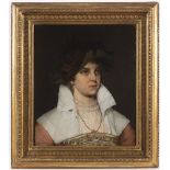 VÁCLAV BROŽÍK 1851 - 1901: PORTRAIT OF A LADY IN PERIOD DRESS After 1880 Oil on canvas 32,3 x 27