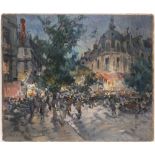 KONSTANTIN KOROVIN 1861 - 1939: PARISIAN BOULEVARD AT NIGHT 1927 Oil on canvas 54 x 65 cm Signed