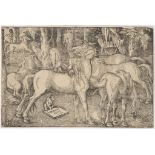HANS BALDUNG GRIEN 1484 - 1545: A GROUP OF SEVEN HORSES 1534 Woodcut 23 x 34 (plate) cm Marked on