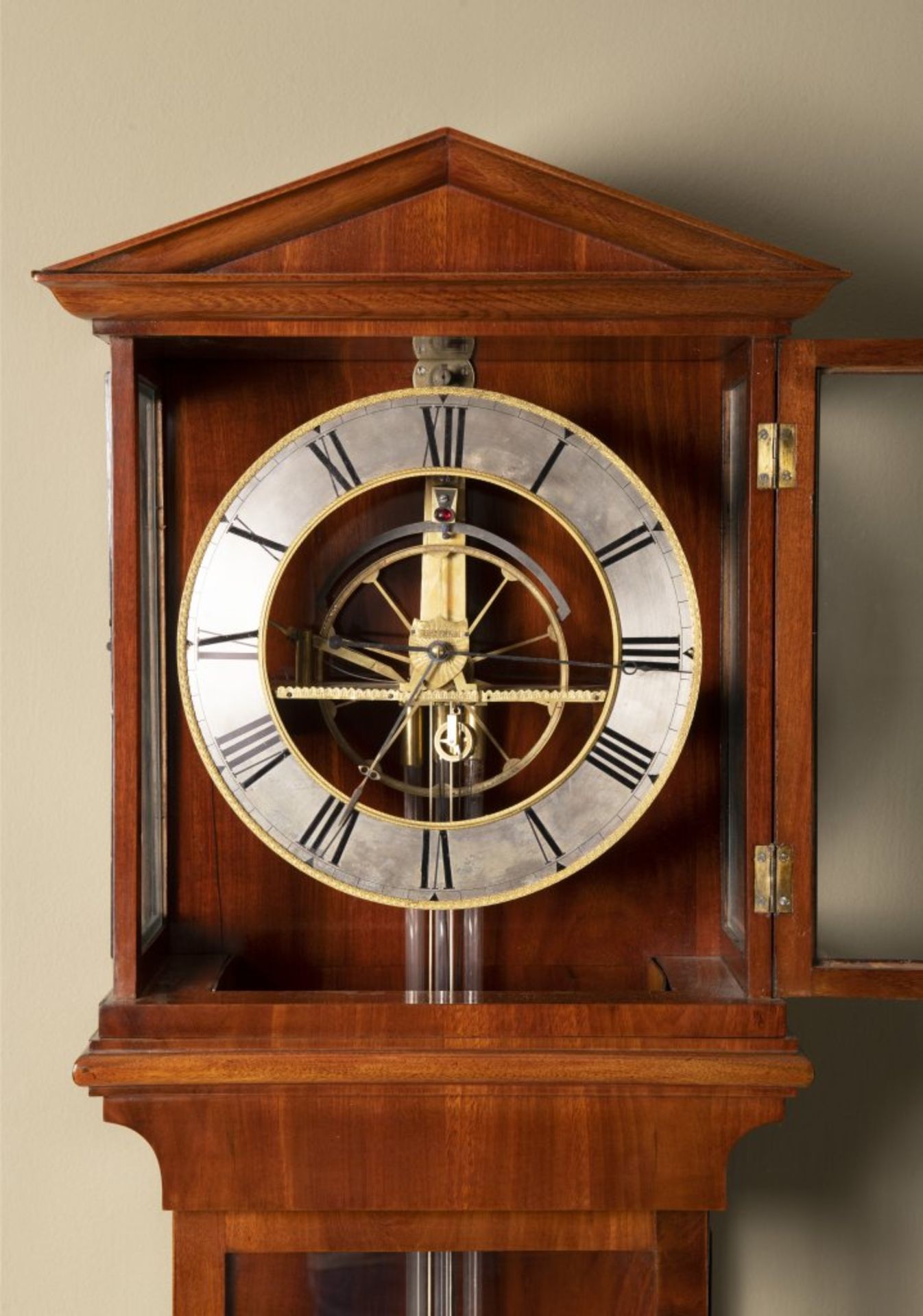 A REGULATOR WALL CLOCK 1st quarter of the 19th century Bohemia Mahogany, glass 162 x 36 x 15 cm - Bild 2 aus 3