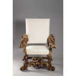 A VENETIAN BAROQUE ARMCHAIR 18th century Italy Benátky Linden, spruce and alder wood 130 x 90 x 55