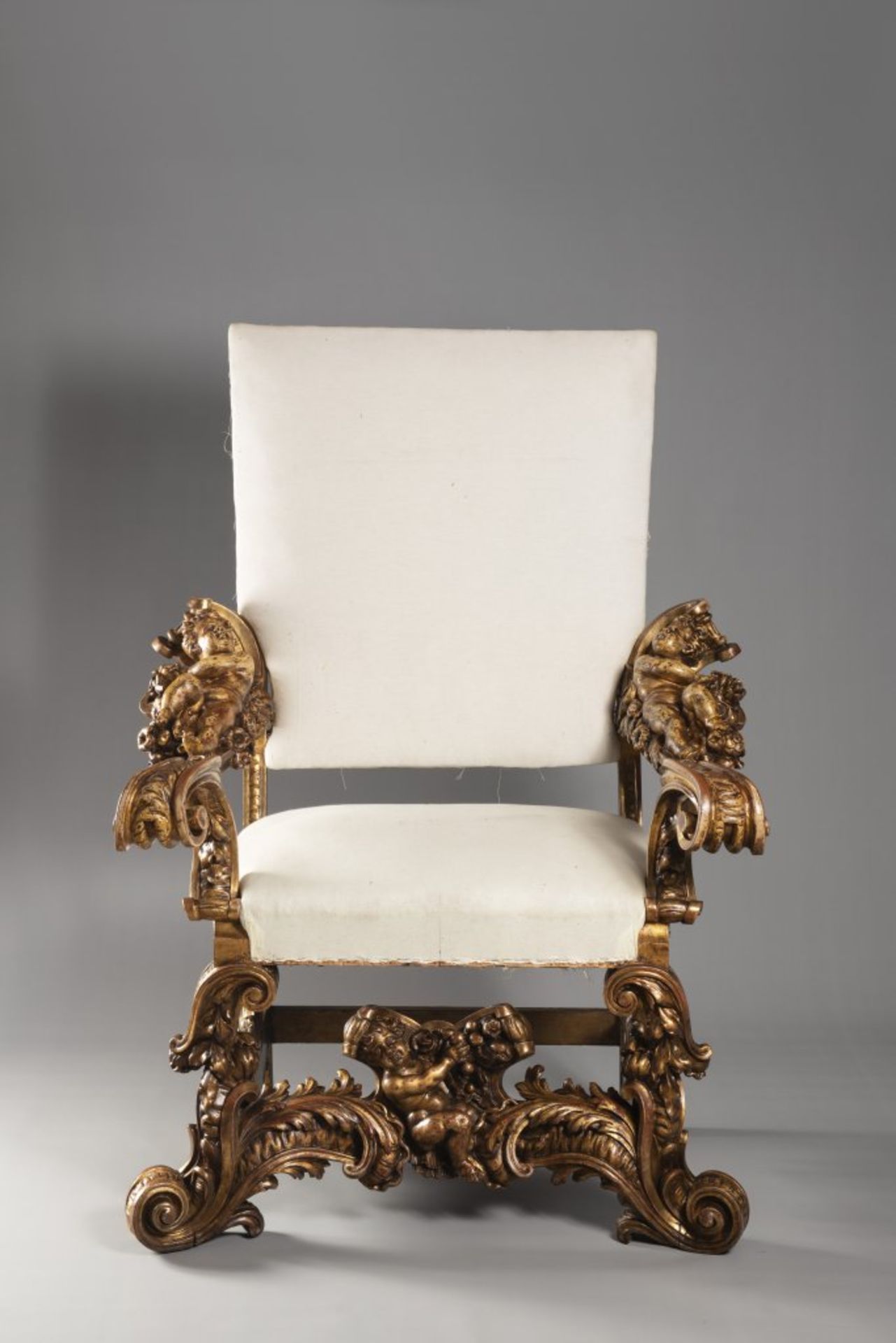 A VENETIAN BAROQUE ARMCHAIR 18th century Italy Benátky Linden, spruce and alder wood 130 x 90 x 55