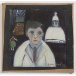 LUCIE VALORE UTRILLO 1878 - 1965: A PORTRAIT OF UTRILLO 1944 Oil on card 14 x 14 cm Signed lower