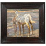 MAX LIEBERMANN 1847 - 1935: HORSE ON THE COAST 1908 Oil on paperboard 46 x 52 cm Signed lower right: