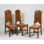 A SUITE OF THREE ART DECO CHAIRS Ca. 1920 Bohemia Oak 120 x 82 x 74 cm These artfully designed