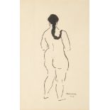 RUDOLF KREMLIÈKA 1886 - 1932: A FEMALE NUDE 1919 Ink and wash on paper 18 x 12 cm This brilliant