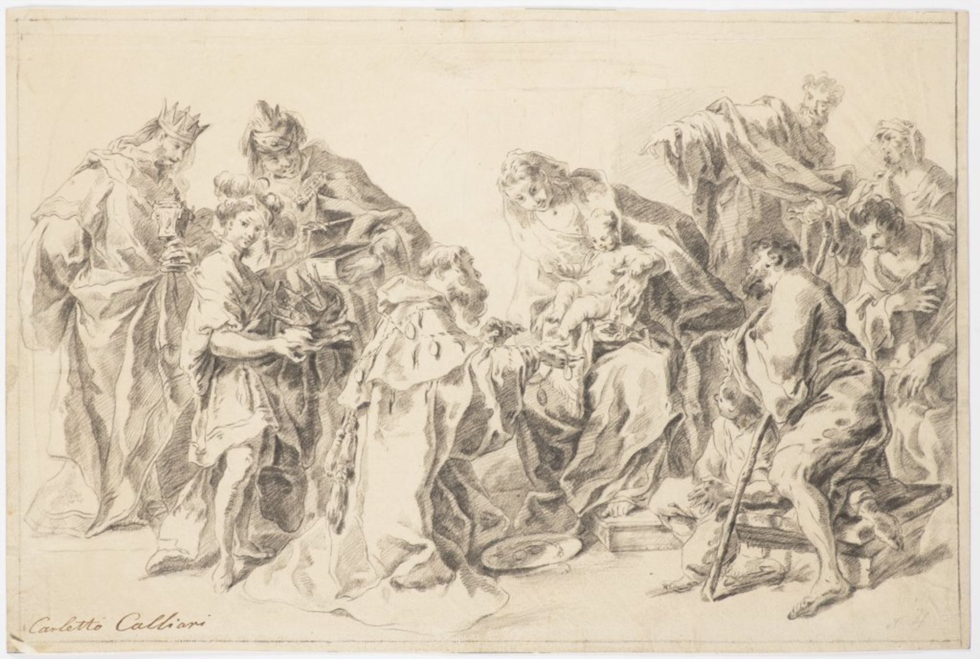 CARLO CALIARI, ZVANÝ CARLETTO 1570 - 1596: ADORATION OF THE MAGI Late 16th century Black chalk on