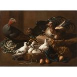 JACOB VAN DER KERCKHOVEN 1636 - 1712: POULTRY IN THE KITCHEN 17th century Oil on canvas 96 x 132