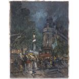 KONSTANTIN KOROVIN 1861 - 1939: PARISIAN BOULEVARD AT NIGHT 1920s Oil on canvas 65 x 48,5 cm