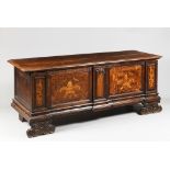 A CHEST Late 17th/early 18th century Northern Europe Walnut, inlay 70 x 173 x 55,5 cm A wooden chest