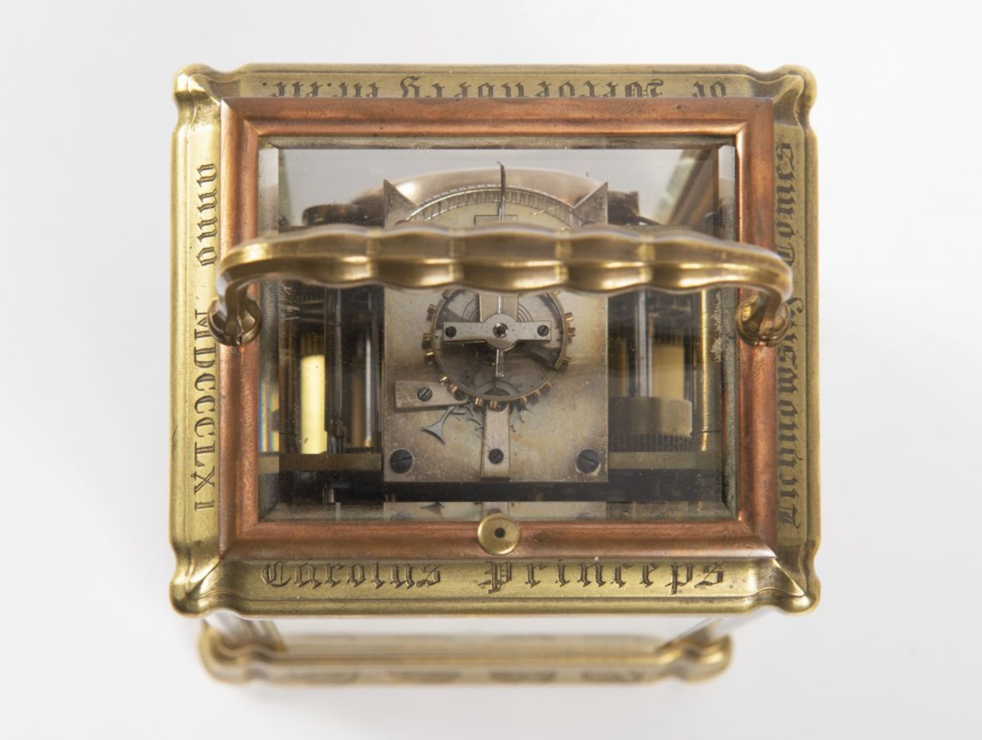 JOHANNES HARTMANN: A TRAVEL ALARM CLOCK IN A CABINET 1861 Germany Berlín Gilt bronze 17,5 x 9 x 8, - Bild 5 aus 5