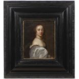 ANGLICKÝ MALÍØ: PORTRAIT OF A YOUNG LADY po 1660 Oil on oak panel 19 x 15,5 cm Unsigned This