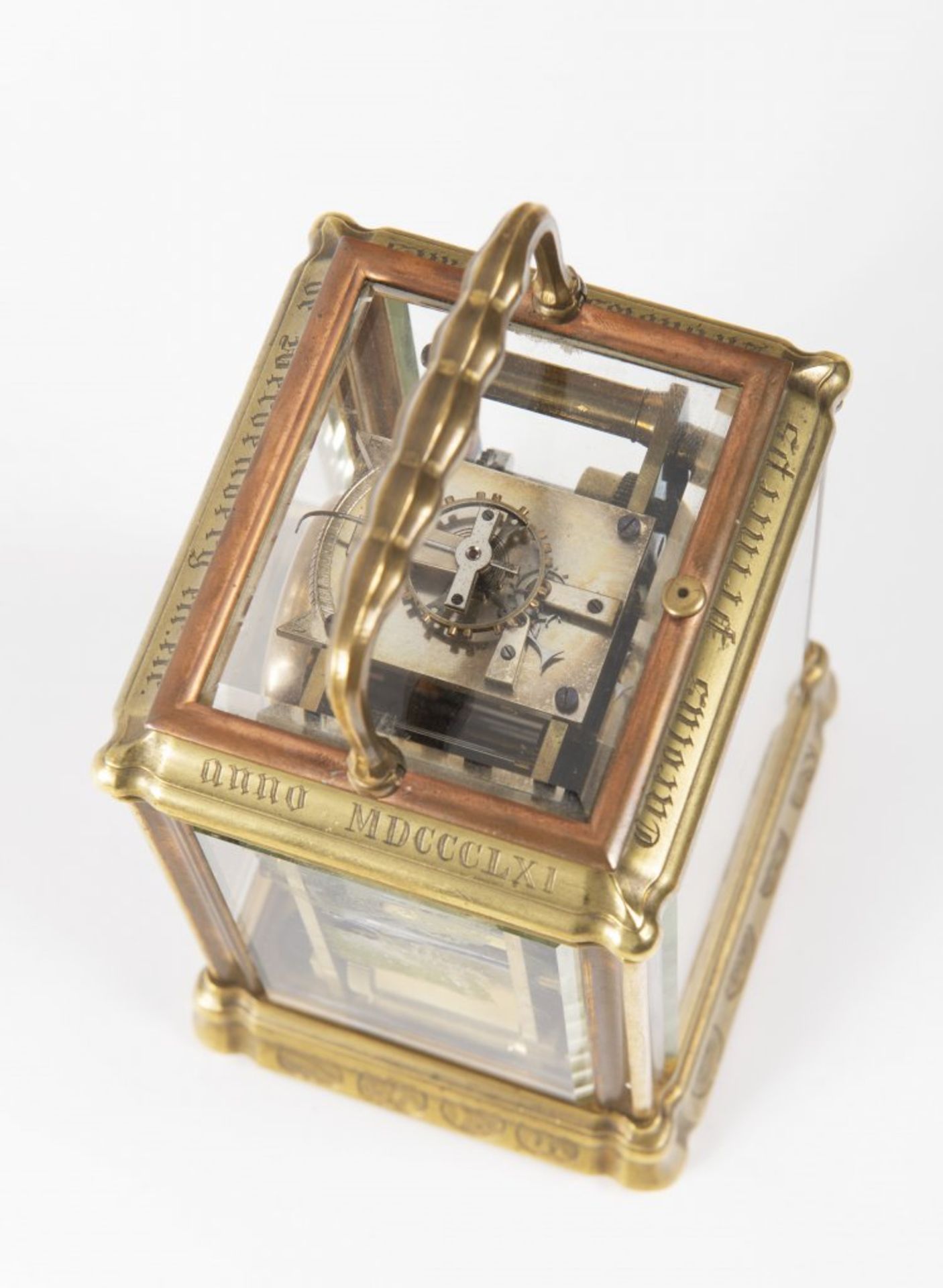 JOHANNES HARTMANN: A TRAVEL ALARM CLOCK IN A CABINET 1861 Germany Berlín Gilt bronze 17,5 x 9 x 8, - Bild 4 aus 5