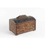 A BOX WITH A SLIDING LID Before 1903 - 1905 Talaškino Carved polychrome birch wood 14,5 x 20,5 x