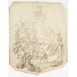 FRANCOUZSKÁ ŠKOLA: GRAPE HARVEST 18th century Pen and ink drawing on parchment 40 x 31 cm Gallant