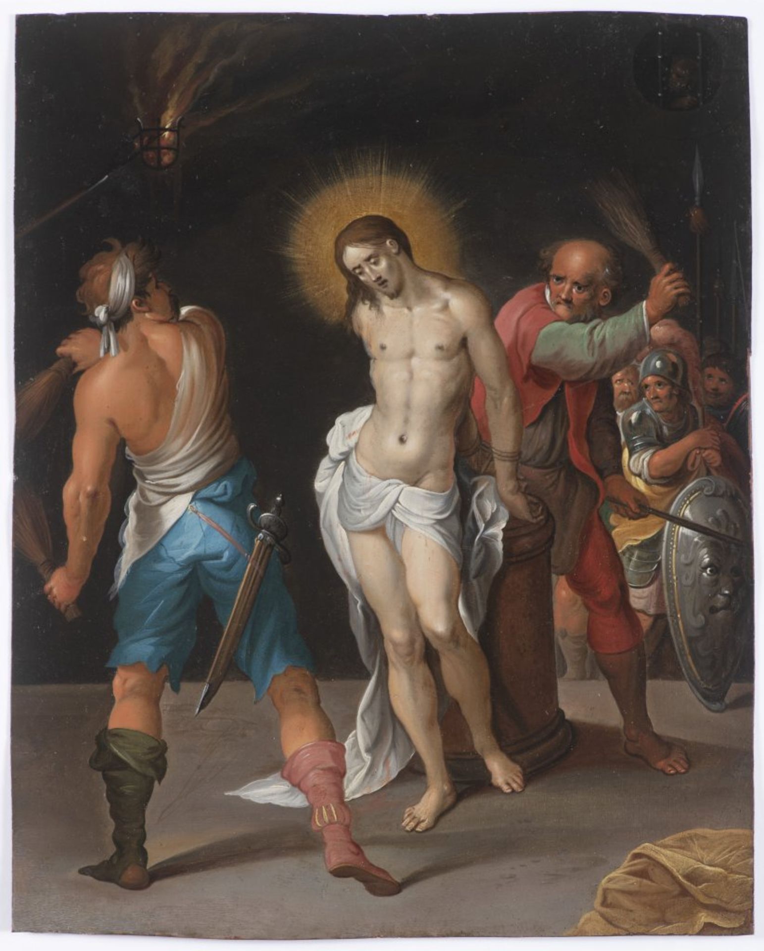 AMBROSIUS FRANCKEN I. 1544 - 1618: THE FLOGGING OF CHRIST Ca. 1600 Oil on copper 28,5 x 23 cm