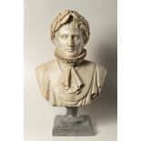 A BUST OF NAPOLEON BONAPARTE First half of 19th century Northern Italy Marble 53 cm This Italian