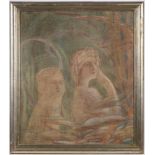 RICHARD POLLAK - KARLÍN 1867 - 1945: TWO WOMEN 1920s Oil on canvas 68,5 x 58,5 cm Signed lower right