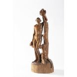 DAMIÁN PEŠAN 1887 - 1969: THE YOUNG MAN AND THE DEER 1923 Linden wood 39 cm Marking and dedication