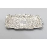 A VICTORIAN SILVER TRAY, SHEFFIELD 1894, WALKER & HALL, of rectangular form, fold-over rim, the