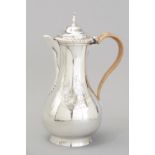 A GEORGE III SILVER COFFEE POT, LONDON 1769, JOHN JACOB, hinged top with finial, applied