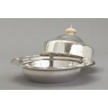 A GEORGE V SILVER BUTTER DISH, LONDON 1912, MAKER'S MARKS INDECIPHERABLE, dome cover with