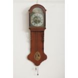 AN EARLY 19th CENTURY DUTCH MAHOGANY STOELLETJIES CLOCK, the green painted dial depicting sporting