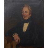 A 19th CENTURY CONTINENTAL OIL ON CANVAS PORTRAIT OF A GENTLEMAN, unsigned, some paint loss, 75cm by