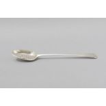 A GEORGE II SILVER STRAINER SPOON, LONDON 1764, MAKER'S MARKS INDECIPHERABLE, Old English style,