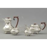 AN EDWARD VIII SILVER FOUR PIECE TEA AND COFFEE SERVICE, BIRMINGHAM 1930, C & G & Co., comprising: a