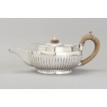 A GEORGE III SILVER TEAPOT, LONDON 1803, H.N., hinged top with removable fruitwood finial, applied