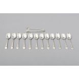 A VICTORIAN SET OF TWELVE SILVER TEASPOONS, SHEFFIELD 1899, G & W, the handles bright-cut,