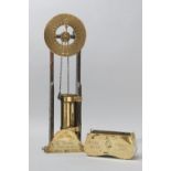 A 19th CENTURY COPY OF AN ENGLISH 18th CENTURY BRASS AND OAK WATER CLOCK,