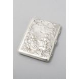 AN EDWARDIAN SILVER CIGARETTE CASE, LONDON 1901, WILLIAM COMYNS & SONS Ltd., depicting a musical