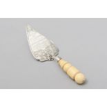 A VICTORIAN IVORY HANDLE AND SILVER CEREMONIAL TROWEL, SHEFFIELD, CIRCA 1886, J.S.W., the lifter