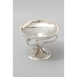 A GEORGE V SILVER PEDESTAL BOWL, SHEFFIELD 1921, JAMES DEAKIN & SONS, fold-over rim, cabriole