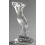 A LALIQUE FIGURINE, in frosted and clear glass of a semi-CLAD female nude, signed R. Lalique,