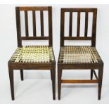 A NEAR PAIR OF 19th CENTURY CAPE STINKWOOD DINING CHAIRS, the slatted backs above riempie seats