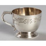 A GEORGE VI SILVER CHRISTENING MUG, BIRMINGHAM 1939, ADIE BROTHERS, with applied C-form handle,